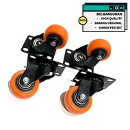 [4PCS] 2 INCH HEAVY DUTY ORANGE NYLON LIVE WHEELS - NYLON CASTER TROLLEY TROLLEY