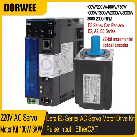Delta E3 Series 220V AC Servo Motor Kit AC Servo Kit 400W 750W 40 60 80mm Flange 24 bit incremental 