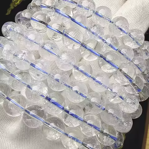 Meihan Natural Genuine Azeztulite Crystal High Frequency Quartz Smooth Round Beads For Jewelry Makin