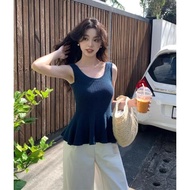 Áo Ba Lỗ Dệt Kim Dáng Ôm Mùa Hè Cho Nữ 2025 Áo Ba Lỗ Kiểu Dáng Đuôi Cá Thanh Lịch Đa Năng Áo Ba Lỗ K