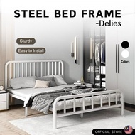 Steel Bed Frame 5ft / 6ft Queen / King Size Metal White Black Rangka Katil Besi Home Furniture Perabot Rumah