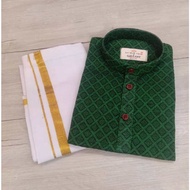 SILK COTTON VESHI (DHOTI) AND COTTON SHIRT FOR KIDS BOYS.