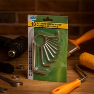 10 PCS Hexagon L-Shaped Wrench Set Chrome Iron 10 in 1 Practical Tools for Carpentry & Industrial Li