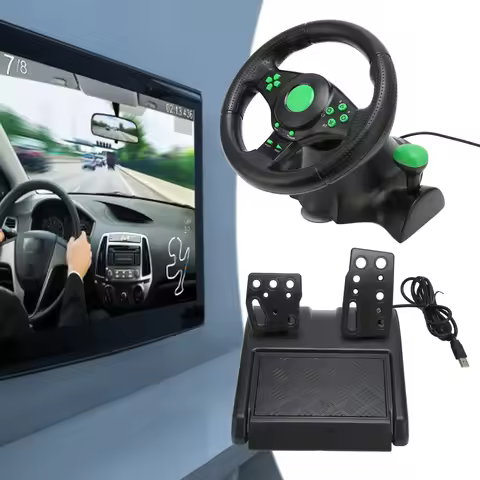 PC Racing Wheel PC Racing Wheel Game Steering Wheel 180 Degree Car Racing Driving Wheel with Pedal f