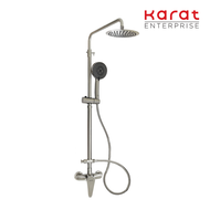Karat Faucet ก๊อกผสมติดผนัง พร้อมชุดฝักบัว Rain Shower และฝักบัวสายอ่อนปรับน้ำ 5 ระดับ (สแตนเลส 304)
