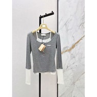 4FHR Mi ** iu 26 Early Spring Women's Fake Two-Piece Design Bottoming Shirt