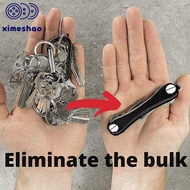 XIMESHAO แบบพกพาได้ ปรับแต่งได้เอง งานทำมือ กระเป๋ามินิการ์ด คลิปกุญแจขนาดกะทัดรัด ตัวป้องกันกุญแจ กระเป๋าสตางค์กุญแจรถ กล่องกุญแจกุญแจ พวงกุญแจแบบสมาร์ท ที่เก็บกุญแจรถ พวงกุญแจสำหรับผู้ชาย พวงกุญแจโลหะห้อย กระเป๋ากุญแจรีโมท