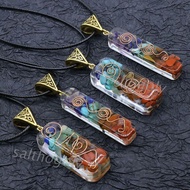 Moonlight" 7 Chakras Crystals Stones Orgone Pendant Energy Orgonite Hex Chakra Necklace