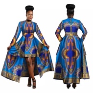 Afrika Gaun untuk Wanita Dashiki Lilin Cetak Batik Seksi Long Dress