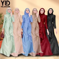 [Ready Stock] TONMOON Dress Satin Jubah Fashion Women Dress Muslim Dresses Abaya Muslimah Fashion Wo