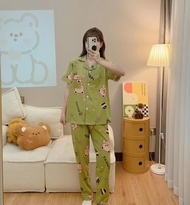 Korean pure Cotton Sleepwear Short Sleeve Pajama Set Home Wear terno for women #7