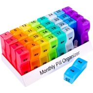 BPA Free 30 Days Monthly Large Capacity Pill Box Organizer Am Pm Twice a Day Medicine Storage Case P