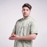 KEMEJA LUQMAN HAKIM - Kemko Zurarah Green Sage - Shirt Men's Short Sleevekoko - Muslim Men's Tops Ma