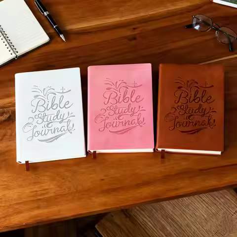 Bible Study Journal Embossed Lettering Hardcover Christian Devotional Notebook with Ribbon Marker