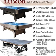 FAT- READY LUXOR BLACK 9 FT POOL TABLE - BATU SLATE MEJA BILLIARD