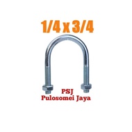 U Bolt 1/4 x 3/4 U Clamp/ 1/4 x 3/4 Pipe Clamp/ 1/4 x 3/4