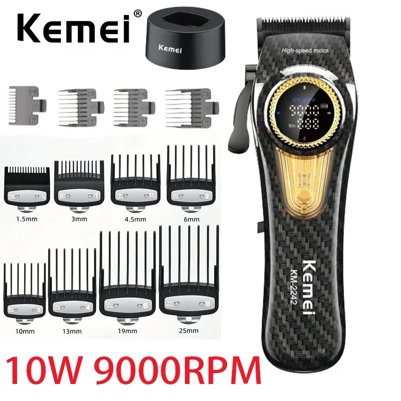 Kemei | Kemei 2242 Hair Clipper Barber Electric Professional Cordless Hair Trimmer Rechargeable Fade