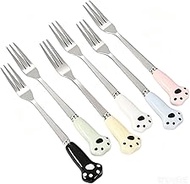 Cute Cat Paw Steel Forks, Dessert Forks, 3-Tine Portable Cocktail Salad Fruit Forks for Party Travel