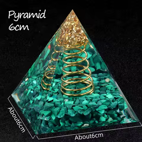 Natural Blue Turquoises Pyramid Ornaments Malachite Carving Aura Healing Mineral Gem Home Decoration