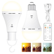 Rechargeable Light Bulb, Battery Operated Chargeable Bulb, Tri-Color Usb Light Bulb With Remote, Led