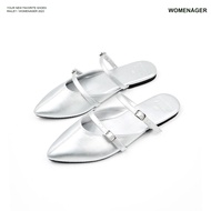 womenager - Railey Original สี Silver รองเท้าหัวแหลมเปิดส้น