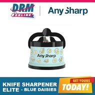 Official Distributor | NEW! AnySharp Safer Hands-Free Knife Sharpener, Elite - Blue Daisies