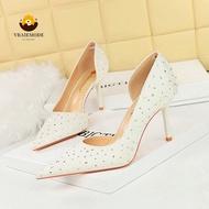 Fashion High-Heeled Shoes Woman Pumps with crystal High Heels Side hollow Party Women Shoes