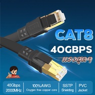 สายแลน LAN Cat8 Cable   แรงสุด รองรับspeed40Gbps 2000Mhz  ความยาว 1-15เมตร 1 เมตร สายกลม