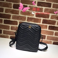 GUCCI Gucci Gucci Bag GUCCI Gucci Black Leather Double Glogo Crossbody Bag Bag Men's Bag Shoulder Ba