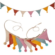 Indoor Festival Creative Banner Decoration Party Setup Colorful Flags Room Scene Triangle Flags Birt