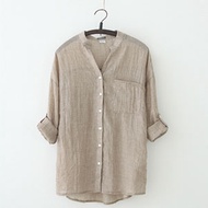 Linen shirt standup collar loose sun shirt women shirt cotton linen linen shirt