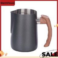 Milk Pitcher Wooden Grain Handle Milk Jug Cappuccino Pitcher Creamer Cup Black