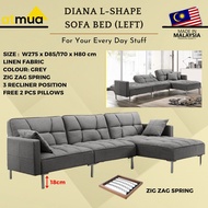 Atmua L-Shape Sofa Bed 4 Seater Sofa 2 in 1 Foldable Sofa Bed [Free 2 Pillow]