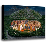Canvas Print Wall Art Krishna Lifting Mount Govardhan Giclee Printed On Stretched Gallery Wrap