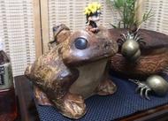 日本著名老窰信樂燒 手工燒制老陶器親子招財蛙 擺設大zise