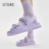 UTUNE Womens Sandals Nylon Strip Beach Style Sandal Casual Soft Sole Non-Slip Flat Beach Shoes Women