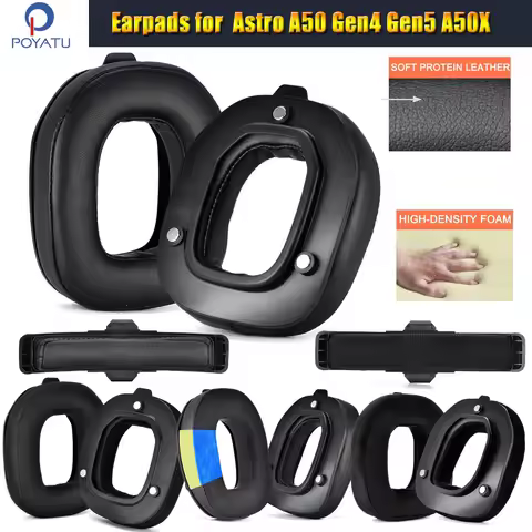Poyatu Earpads for Logitech Astro A50 Gen4 Gen5 A50x Gaming Headset Headband Ear Pads Cushions Earmu