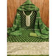 Organza Silk Unstitched Punjabi Suit Material Kain Jahit Baju Punjabi