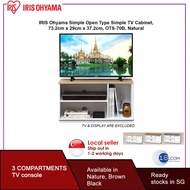 IRIS Ohyama OTS-70B Open Type Simple TV Cabinet, TV Console, TV Table, Width 73.2cm, Natural/ Black Oat
