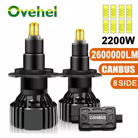 OVEHEL H4 2600000LM H1 H7 LED 360 Canbus HB3 HB4 9012 HIR2 D1S D2S Led H11 H8 9006 9005 Car Headligh
