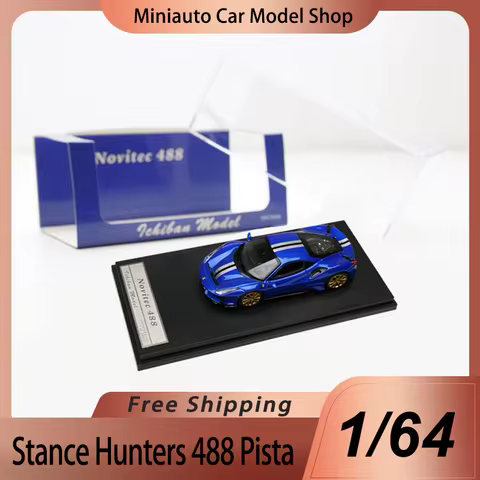 New In Stock Stance Hunters Sh 1:64 488 Pista Blu Elettrico Alloy Miniature Diecast Model Sports Car