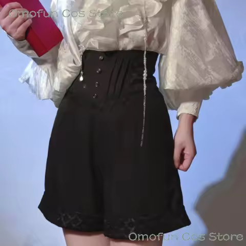Women Men Gothic Dark Lolita Ouji Lolita Shorts Suit Pants Petite Friendly Unique Design Vintage Fan