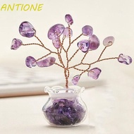 ANTIONE Crystal Wishing Tree, Crystal Handicrafts Vase Crystal Tree, Multicolor Natural Mini Tree Crystal Tree Model Home Decor
