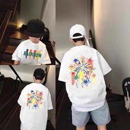 TW100% Cotton Boys Short-Sleeved t-Shirt Trendy Printed New Top Summer Big Kids Loose Boys Half-Slee