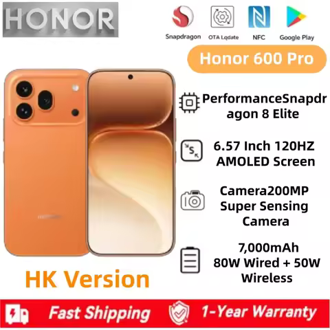 Honor 600 Pro Hong Kong Version Snapdragon® 8 Elite 200MP Rear Camera 7000 mAh 80W SuperCharge IP68/
