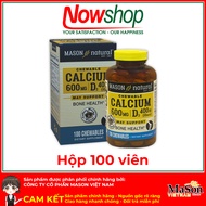 Viên nhai bổ sung canxi và vitamin D3 Mason Natural Calcium 600MG + D3 vị cafe mocha giúp xương răng