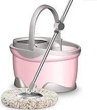 Upgraded Stainless Steel Deluxe 360 Spin Mop &amp; Bucket Floor Cleaning System Included Handle with 3 Microfiber Mop Heads (B) Decoration