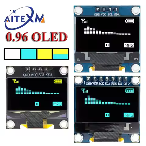 0.96" OLED 0.96 inch IIC Serial White OLED Display Module 128X64 I2C 12864 LCD Screen Board GND VCC 