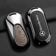 Alloy Leather Car Key Case Cover for Mercedes Benz 2022 C S Class W206 W223 S350 C260 C300 S400 S450