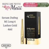 Long 4 Lashes Gold Eyelash Serum 4ml - Supports Long, thick, thick, thick, safe eyelashes